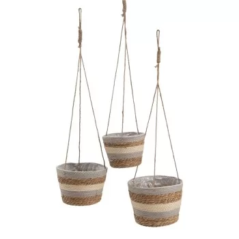 Set of Baskets Natural Grey Natural Fibre 20 x 20 x 27 cm...