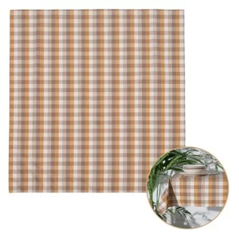 Tablecloth 140 x 140 cm Polyester Ocre 100% cotton 2