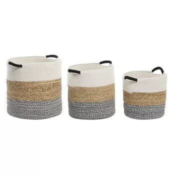 Basket set DKD Home Decor Beige Black Natural Fibre 40 x...