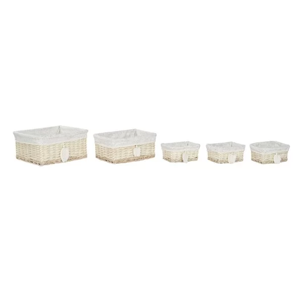 Basket set Home ESPRIT Cream Natural 49 x 39 x 22 cm (5 Pieces)