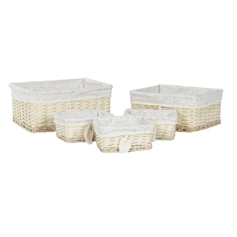 Basket set Home ESPRIT Cream Natural 49 x 39 x...