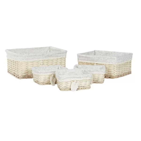 Basket set Home ESPRIT Cream Natural 49 x 39 x 22 cm (5 Pieces)