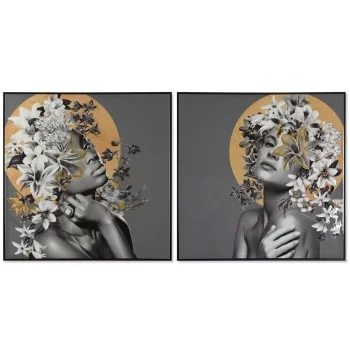 Painting Home ESPRIT Flowers Modern 100 x 3,5 x 100 cm (2...