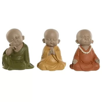Decorative Figure Home ESPRIT Yellow Green Orange Monk...