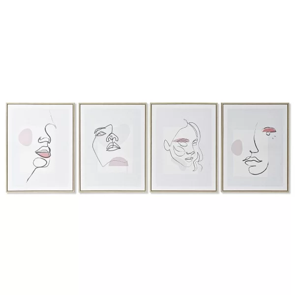 Painting DKD Home Decor Face Scandinavian 45 x 2,5 x 60 cm (4 Units)