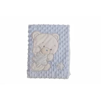 Baby blanket Bear Embroidery Blue Double 2