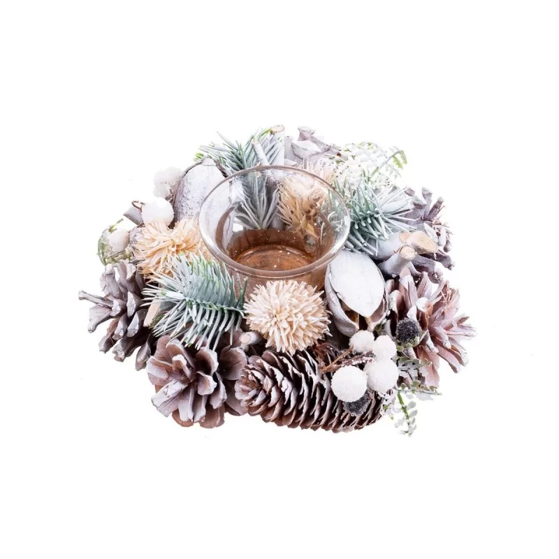 Christmas Candle Holder Multicolour Plastic Foam 16 x 16 x 7 cm