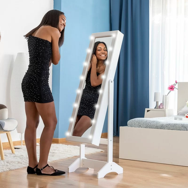 Standing Jewellery Mirror with LED Lights...