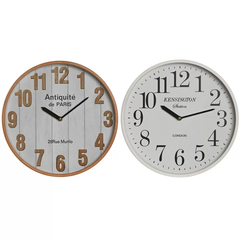 Wall Clock Home ESPRIT White Crystal MDF Wood 32 x 4,5 x 32 cm (2 Units)