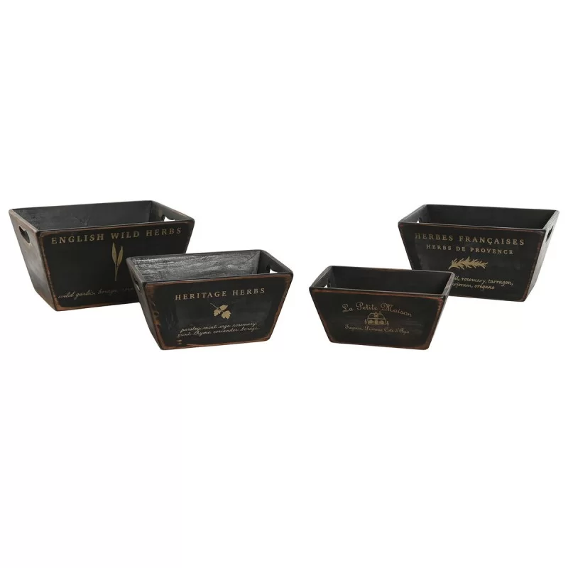 Storage boxes Home ESPRIT Black Fir wood 34 x...