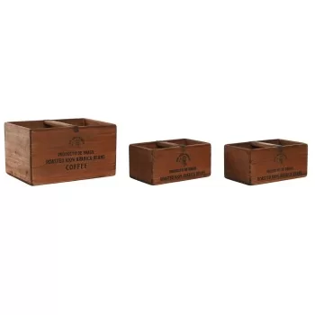 Storage boxes Home ESPRIT Brown Fir wood 35 x 25 x 20 cm...