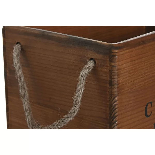 Storage boxes Home ESPRIT Natural Fir wood 38 x 24 x 22 cm 4 Pieces