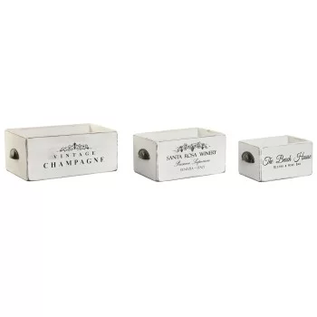 Storage boxes Home ESPRIT White Fir wood 35 x 22 x 15 cm...