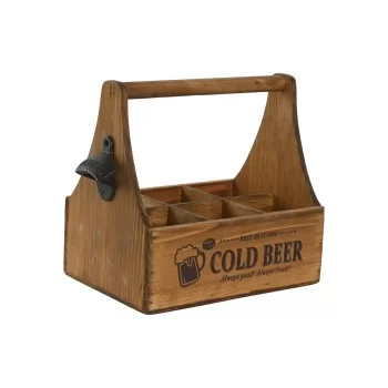 Box Home ESPRIT Cold Beer Brown Metal Fir wood 6 bottles...