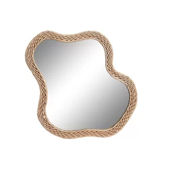 Wall mirror Home ESPRIT Natural Wood Rattan Mirror Bali...