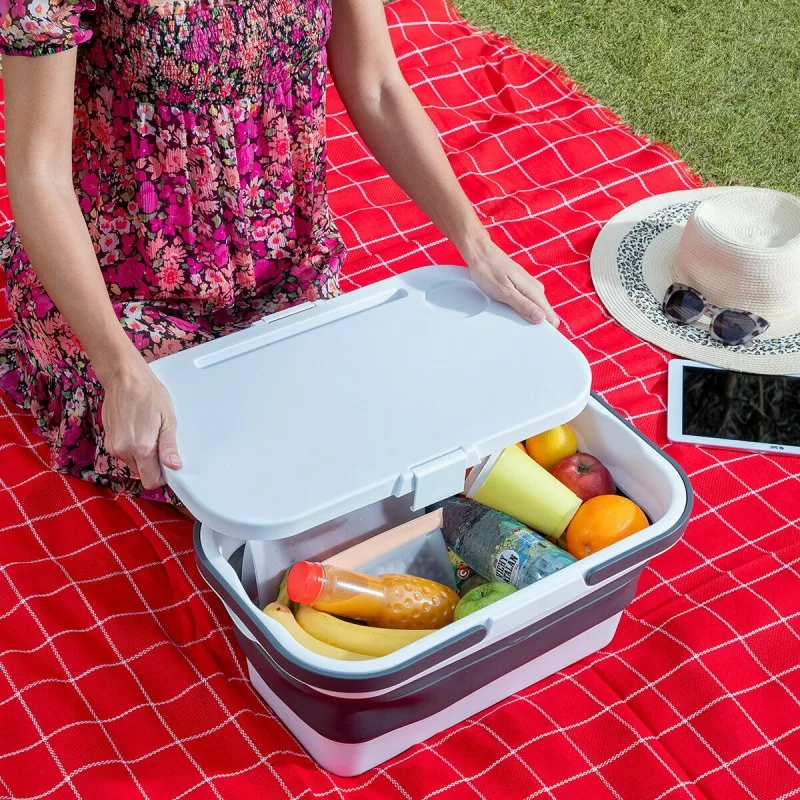 Folding Picnic Basket with Lid-Table Pickning...
