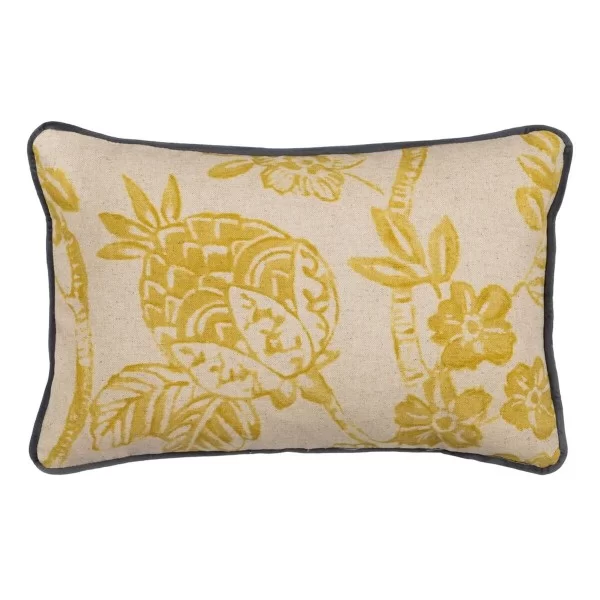 Cushion Beige Ocre Flowers 45 x 30 cm