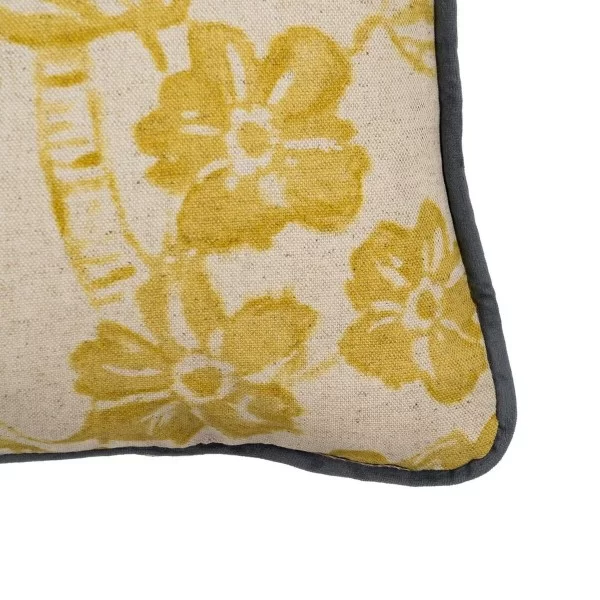 Cushion Beige Ocre Flowers 45 x 30 cm