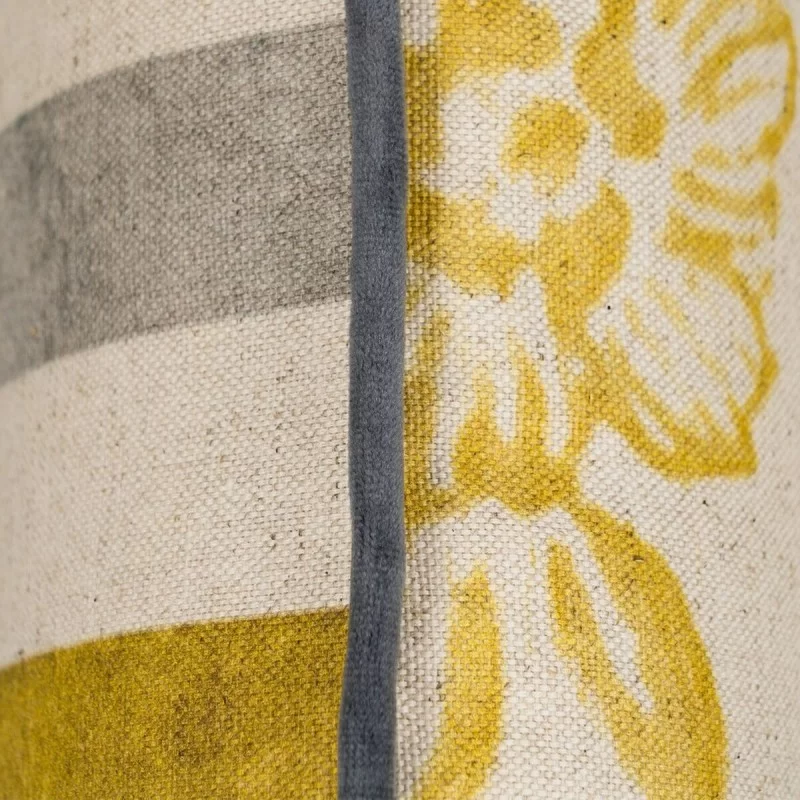 Cushion Beige Ocre Flowers 45 x 30 cm