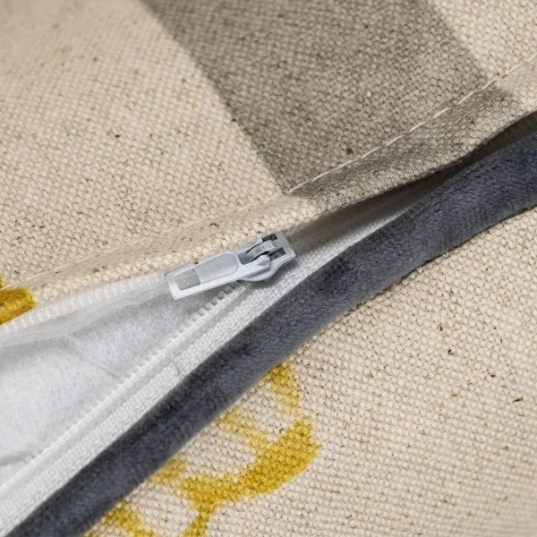 Cushion Beige Ocre Flowers 45 x 30 cm