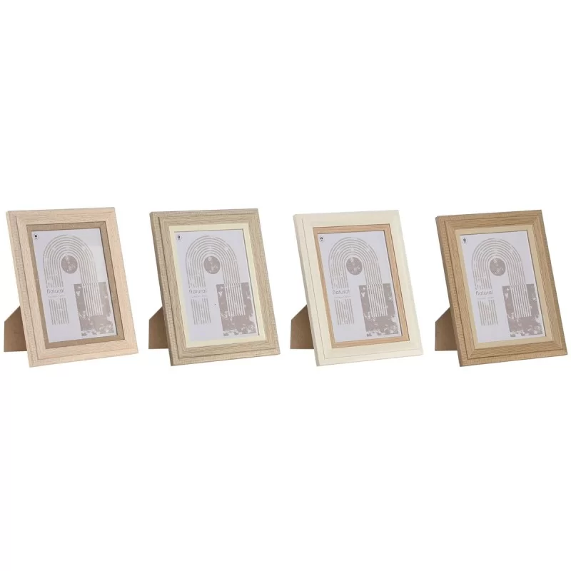 Photo frame Home ESPRIT Multicolour Aluminium Crystal MDF Wood Scandi 16 x 2,8 x 21 cm (4 Units)
