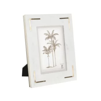 Photo frame Home ESPRIT White Golden Brass Marble Natural...