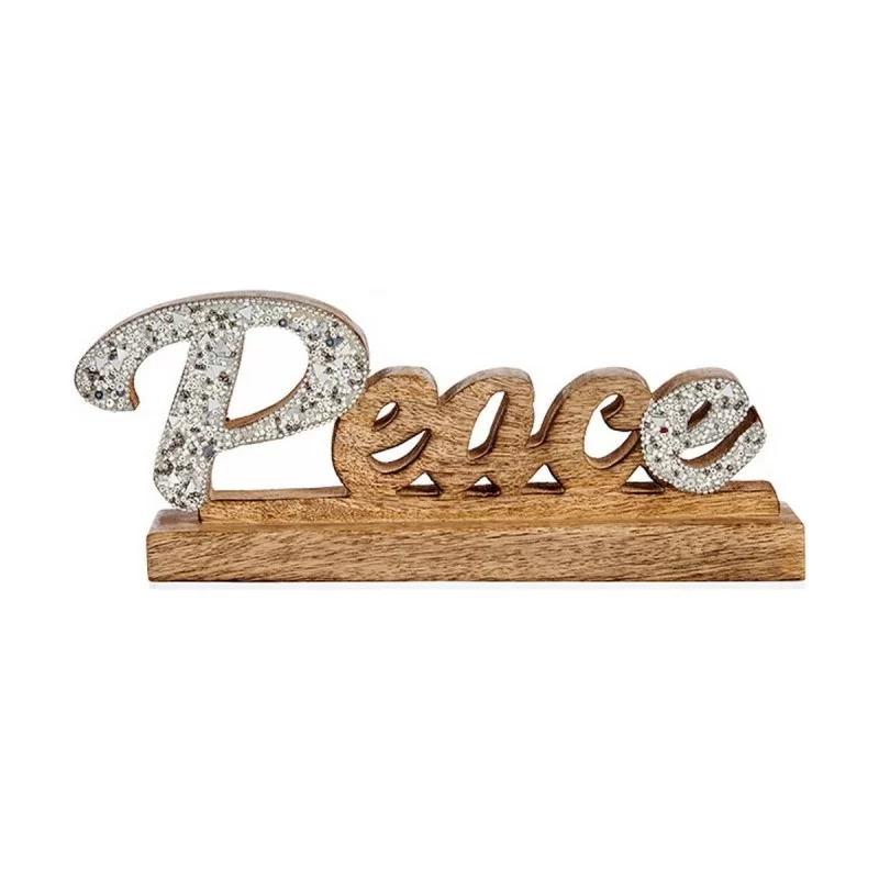 Decorative Figure Peace Glitter 6 x 13 x 31 cm Silver Wood