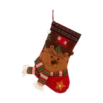 Christmas Stocking Bear 32 x 43 x 5,5 cm Red Brown Green