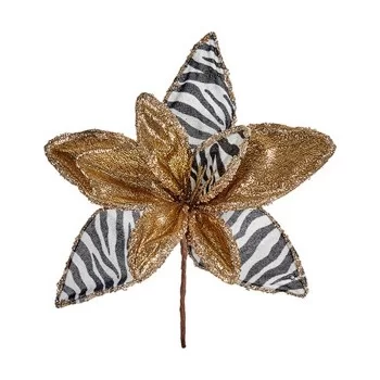 Decorative Flower Zebra Christmas Golden White 35 x 35 x...
