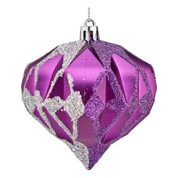 Christmas Baubles Diamond Ø 8 cm 6 Units Purple Silver...