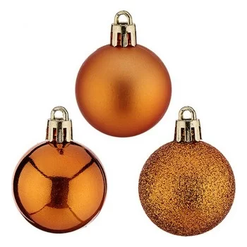 Christmas Baubles Ø 4 cm 12 Units Orange Plastic 4 x 5 x...