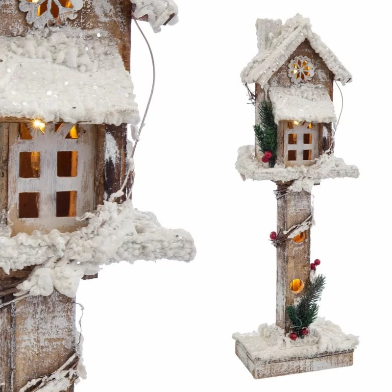 Christmas bauble White Beige Wood House 15 x 9...