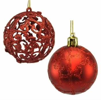 Christmas Baubles Red Plastic 6 x 6 x 6 cm (12 Units) 2