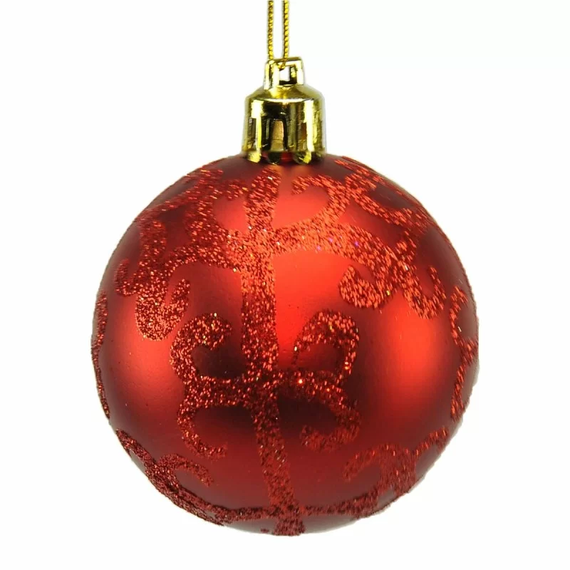 Christmas Baubles Red Plastic 6 x 6 x 6 cm (12...