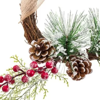 Advent wreathe White Red Green Natural Rattan Plastic...