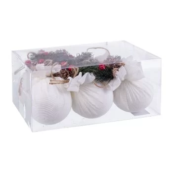 Christmas Baubles White Multicolour Corduroy Foam 6 x 6 x...