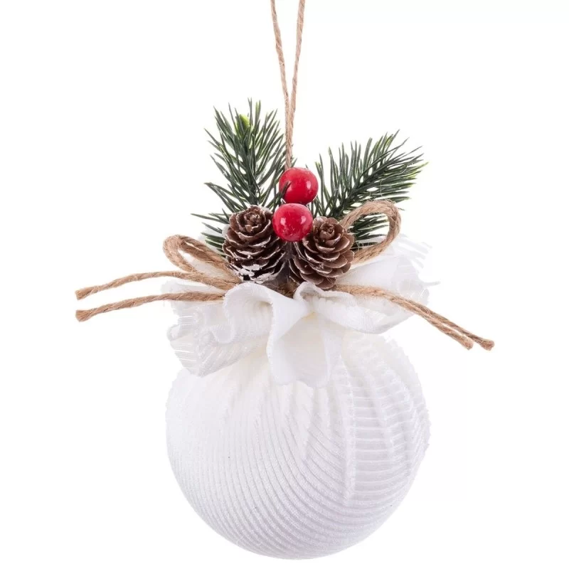 Christmas Baubles White Multicolour Corduroy...