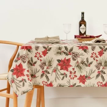 Stain-proof tablecloth Mauré Christmas Flowers 155 x 155 cm