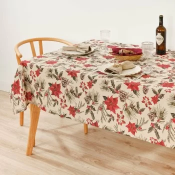 Stain-proof tablecloth Mauré Christmas Flowers 155 x 155 cm 2