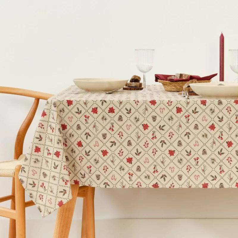 Stain-proof tablecloth Mauré Christmas Flowers 100 x 155 cm