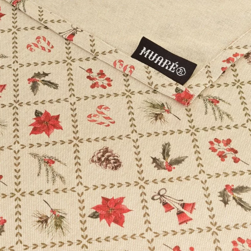 Stain-proof tablecloth Mauré Christmas Flowers...