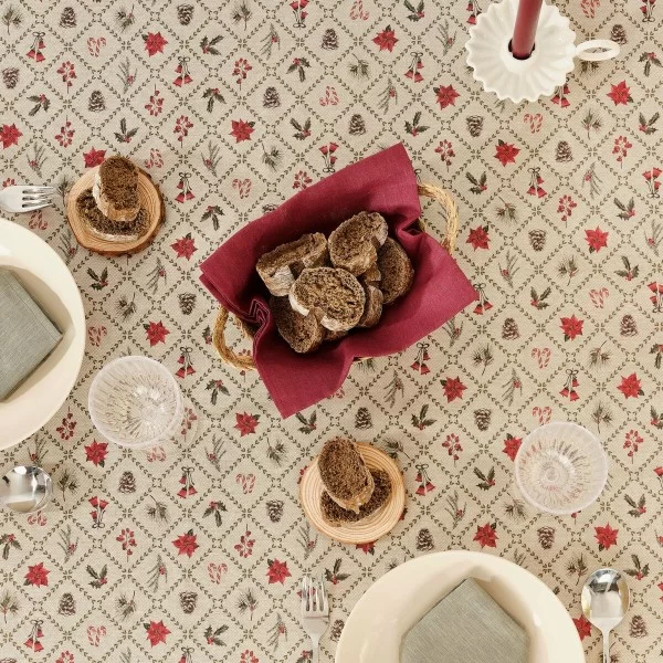 Stain-proof tablecloth Mauré Christmas Flowers 240 x 155 cm