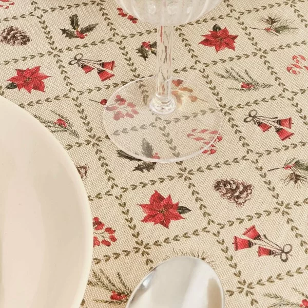 Stain-proof tablecloth Mauré Christmas Flowers 240 x 155 cm