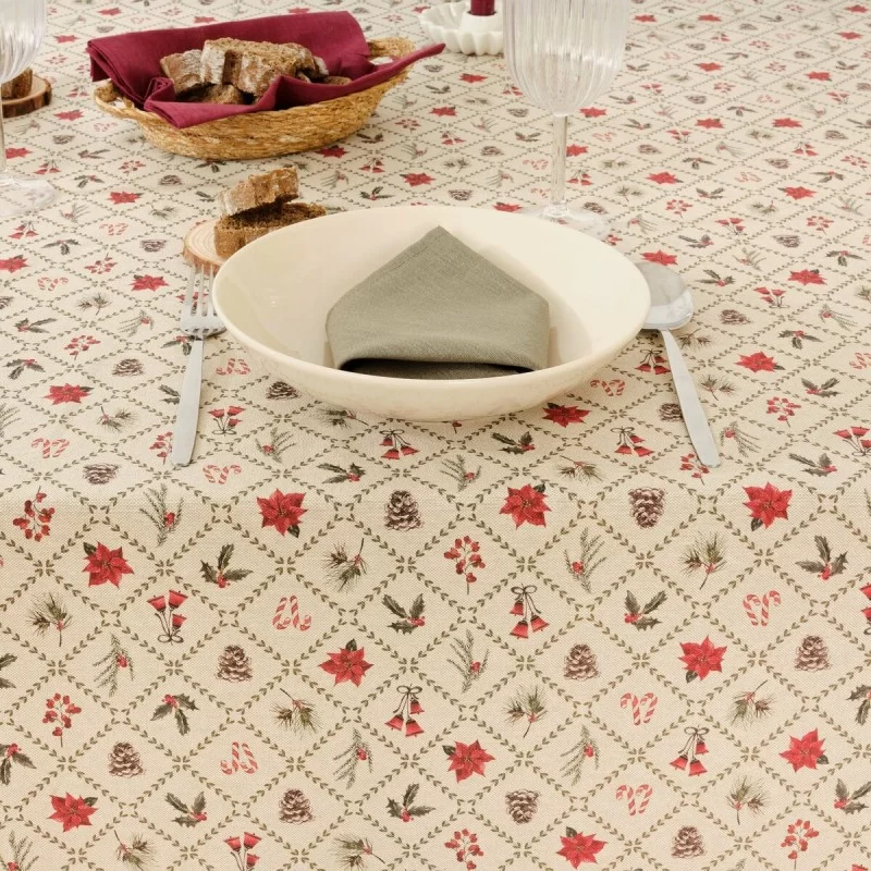 Stain-proof tablecloth Mauré Christmas Flowers...