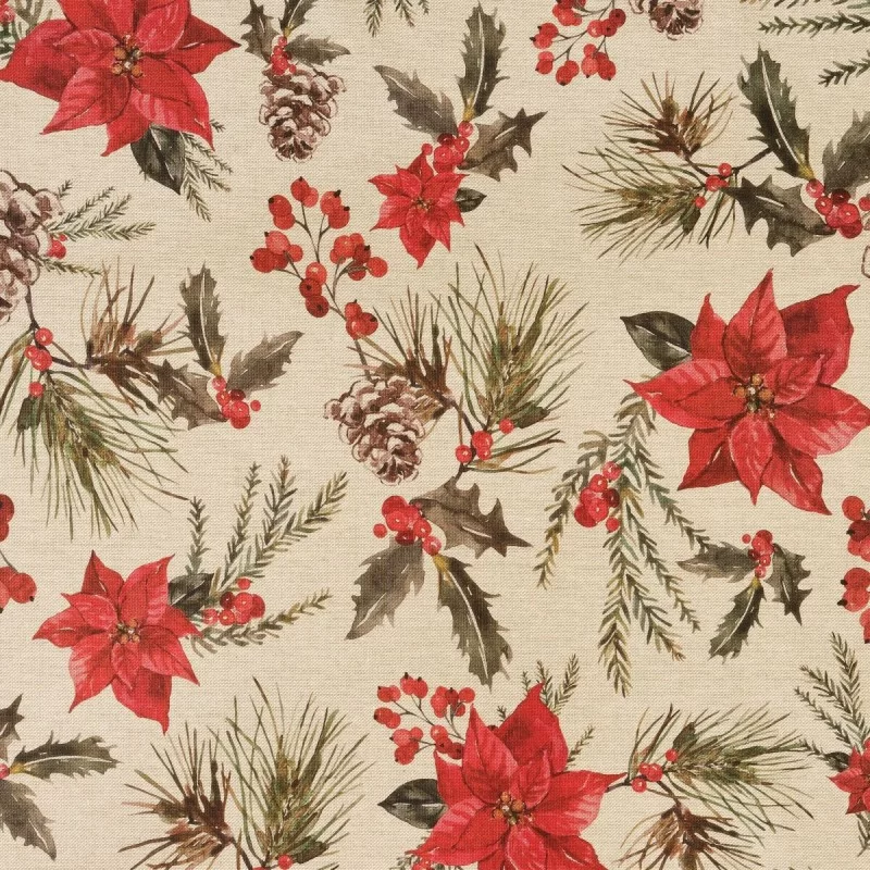 Stain-proof tablecloth Mauré Christmas Flowers...