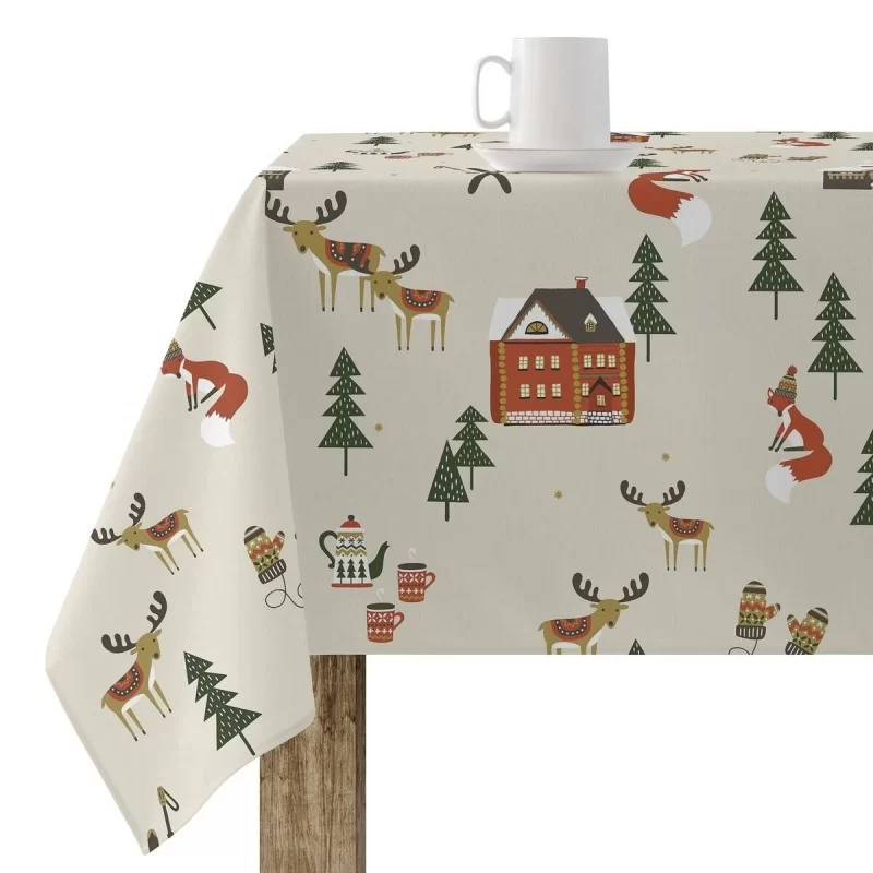 Stain-proof resined tablecloth Mauré Merry Christmas 250 x 140 cm