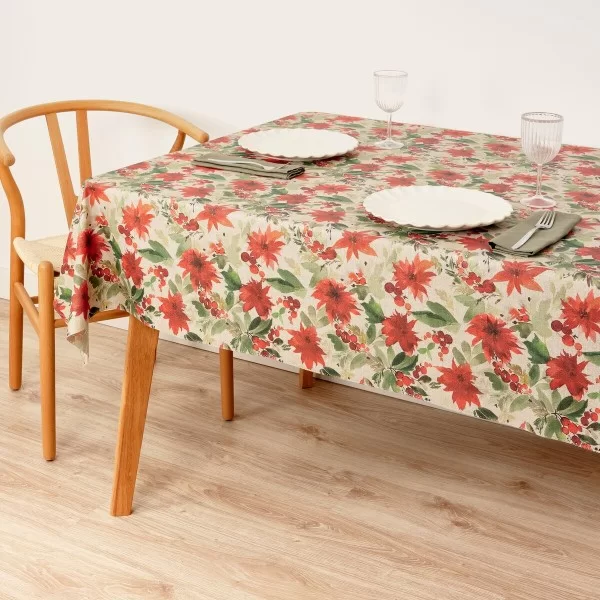Stain-proof resined tablecloth Mauré Merry Christmas 200 x 140 cm