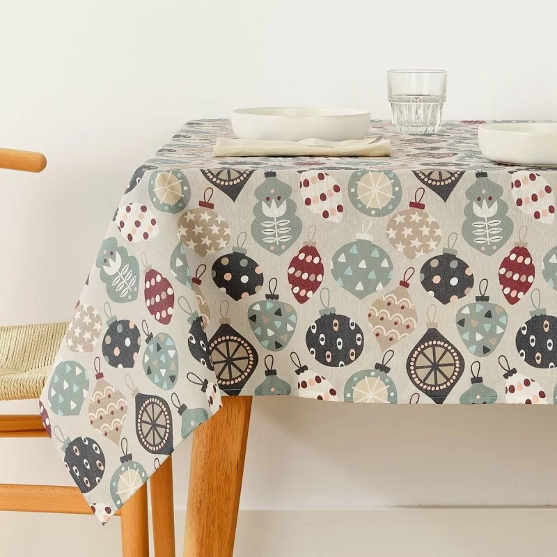 Stain-proof resined tablecloth Mauré Merry Christmas 140 x 140 cm