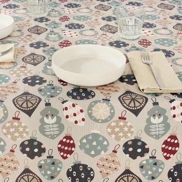 Stain-proof resined tablecloth Mauré Merry Christmas 140 x 140 cm