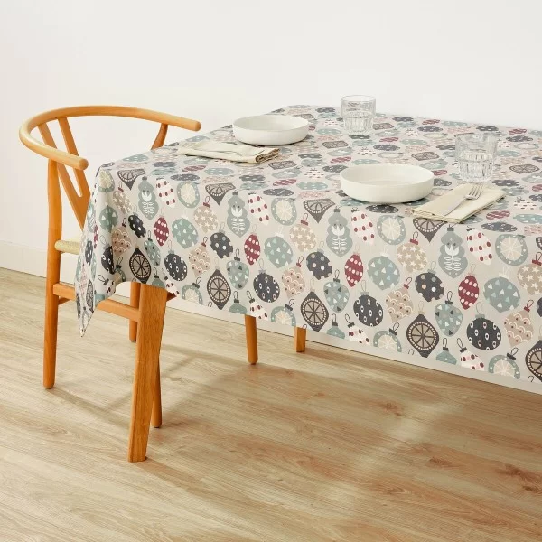Stain-proof resined tablecloth Mauré Merry Christmas 140 x 140 cm